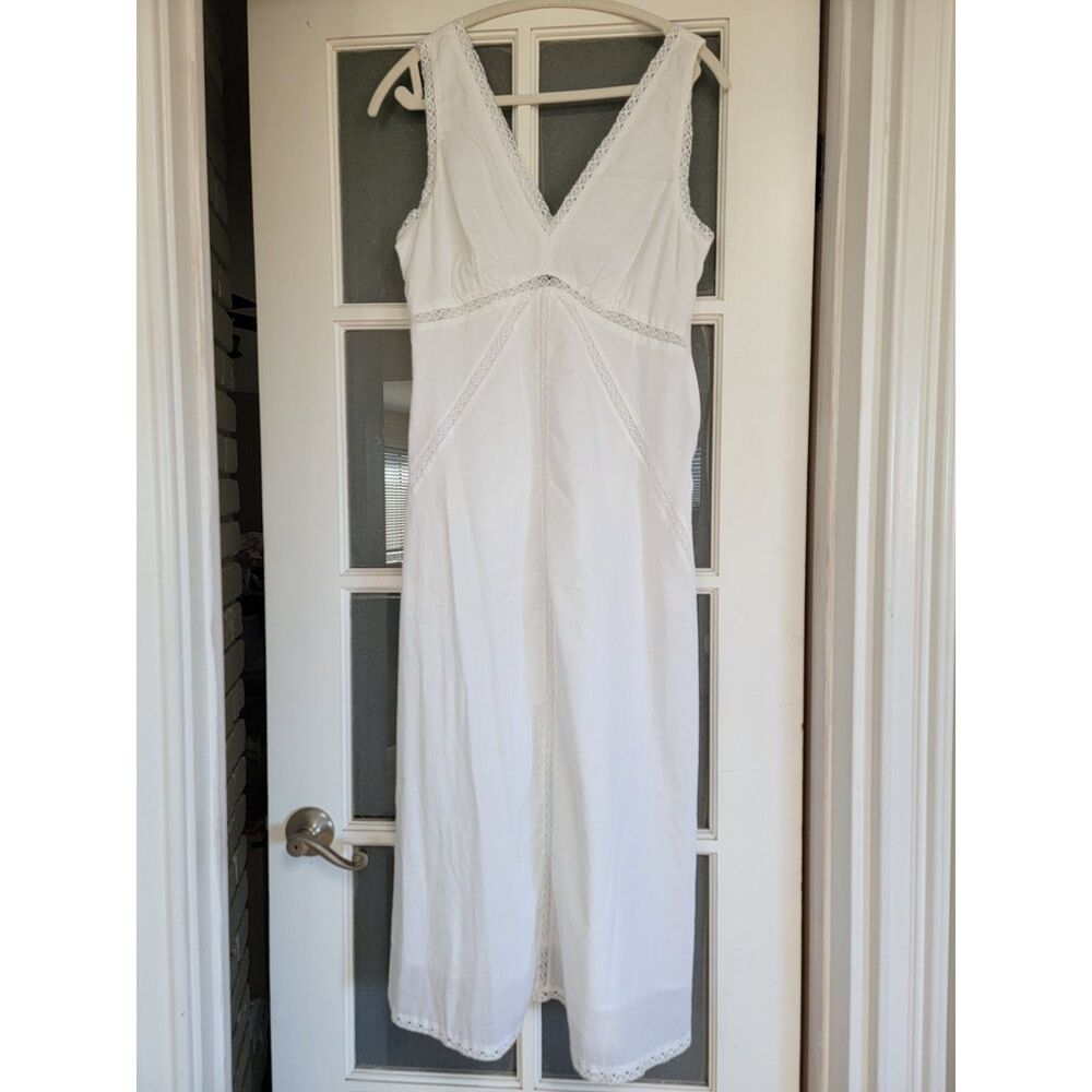 Universal Thread 100% Cotton Lace Inset V-Neck Maxi Dress White Small S